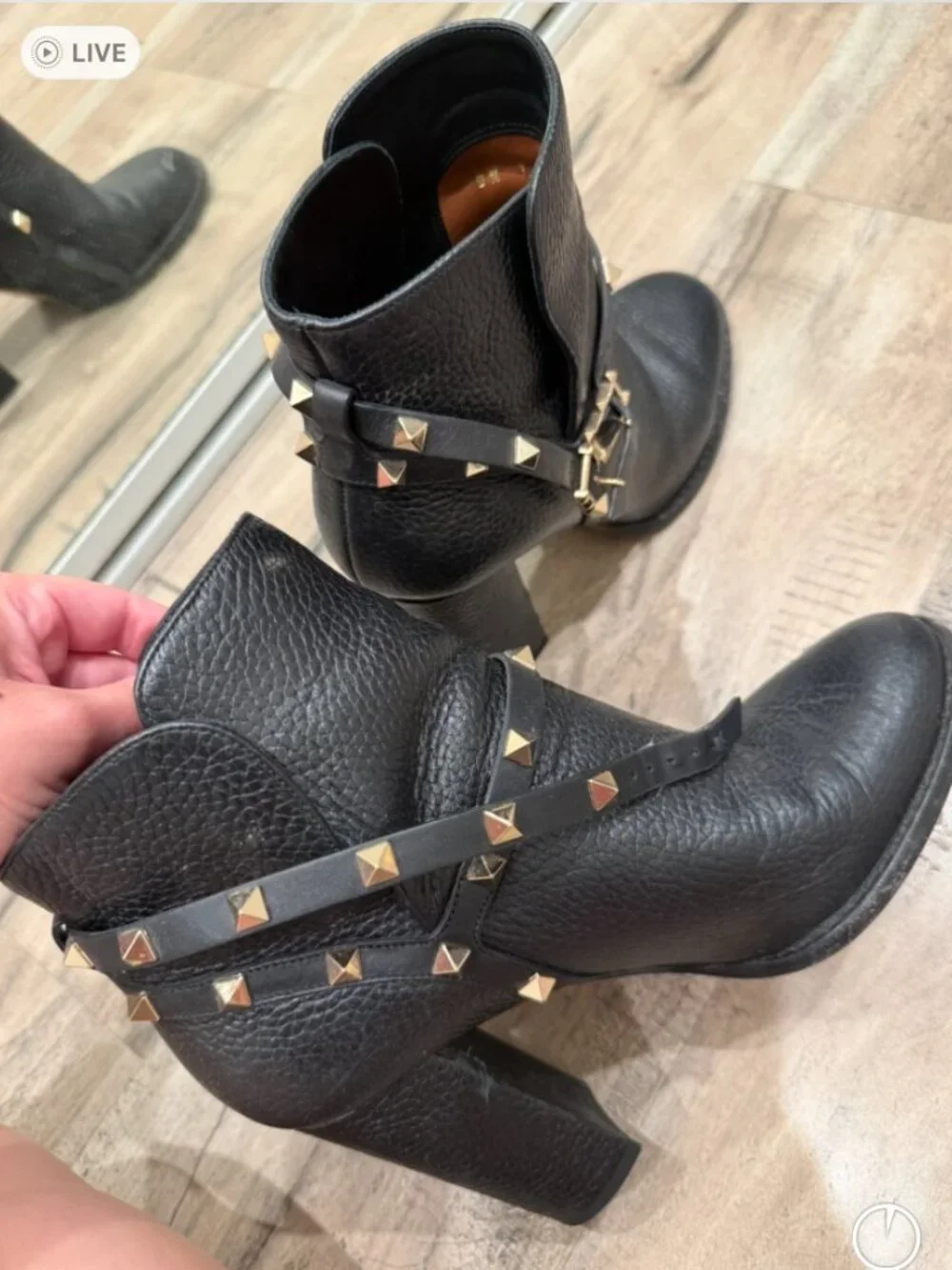 Valentino Rockstud Leather Ankle Boots - Size 38
